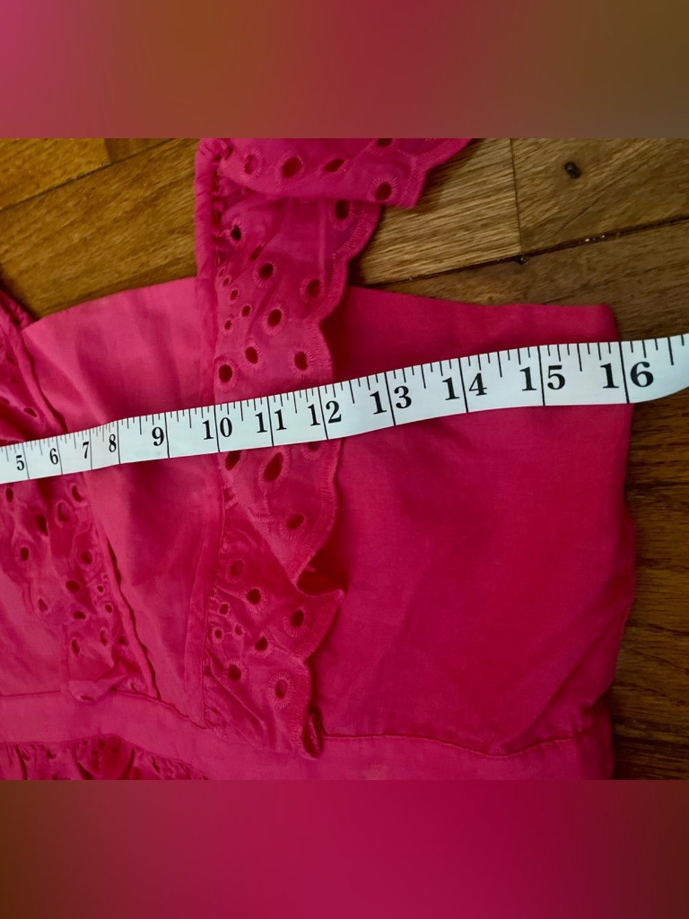Banana Republic Factory Pink Eyelet Ruffle Tank Top XS 100% Cotton Peplum Blouse - Picture 9 of 10